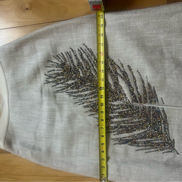 Tory Burch linen pencil midi skirt with rhinestone embroidery 4 - Picture 5 of 7